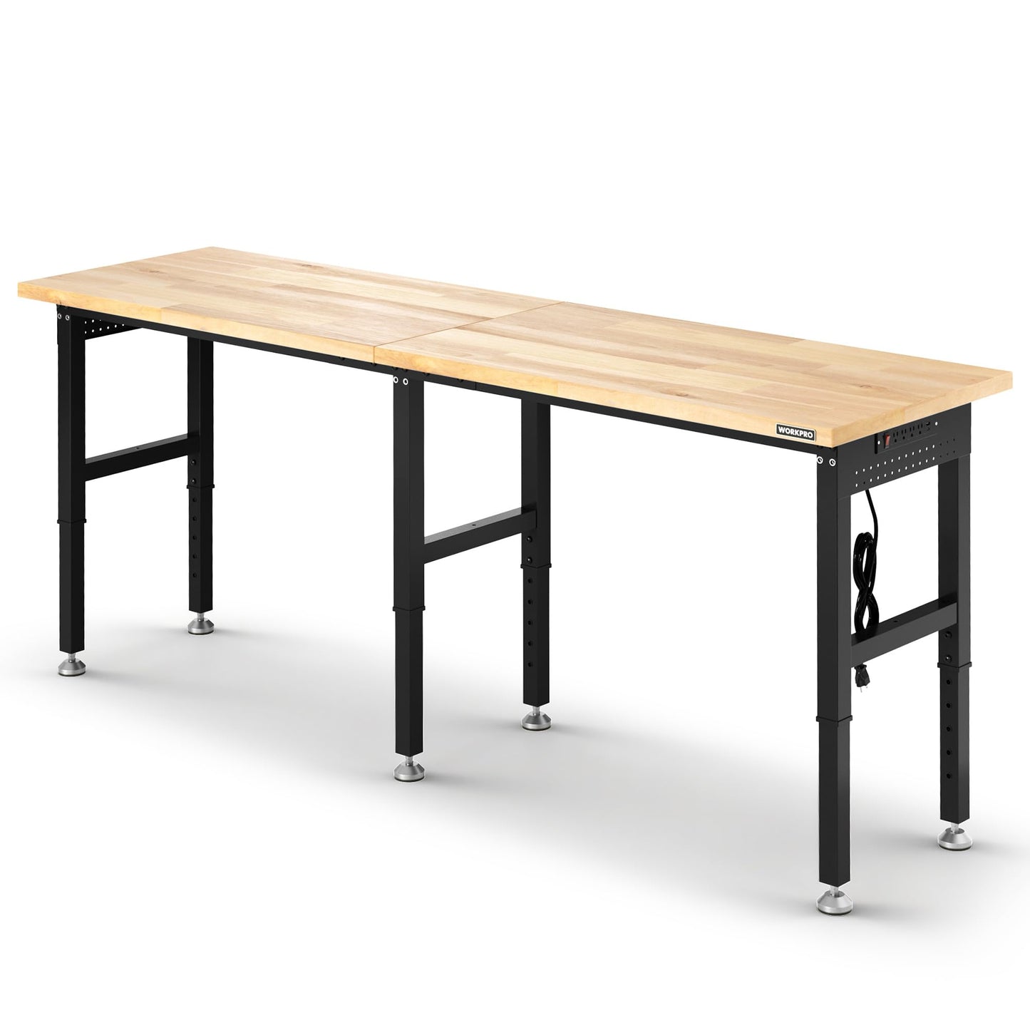 WORKPRO 96" Adjustable Workbench, Power Outlet & Pegboard, 4000LBS Capacity