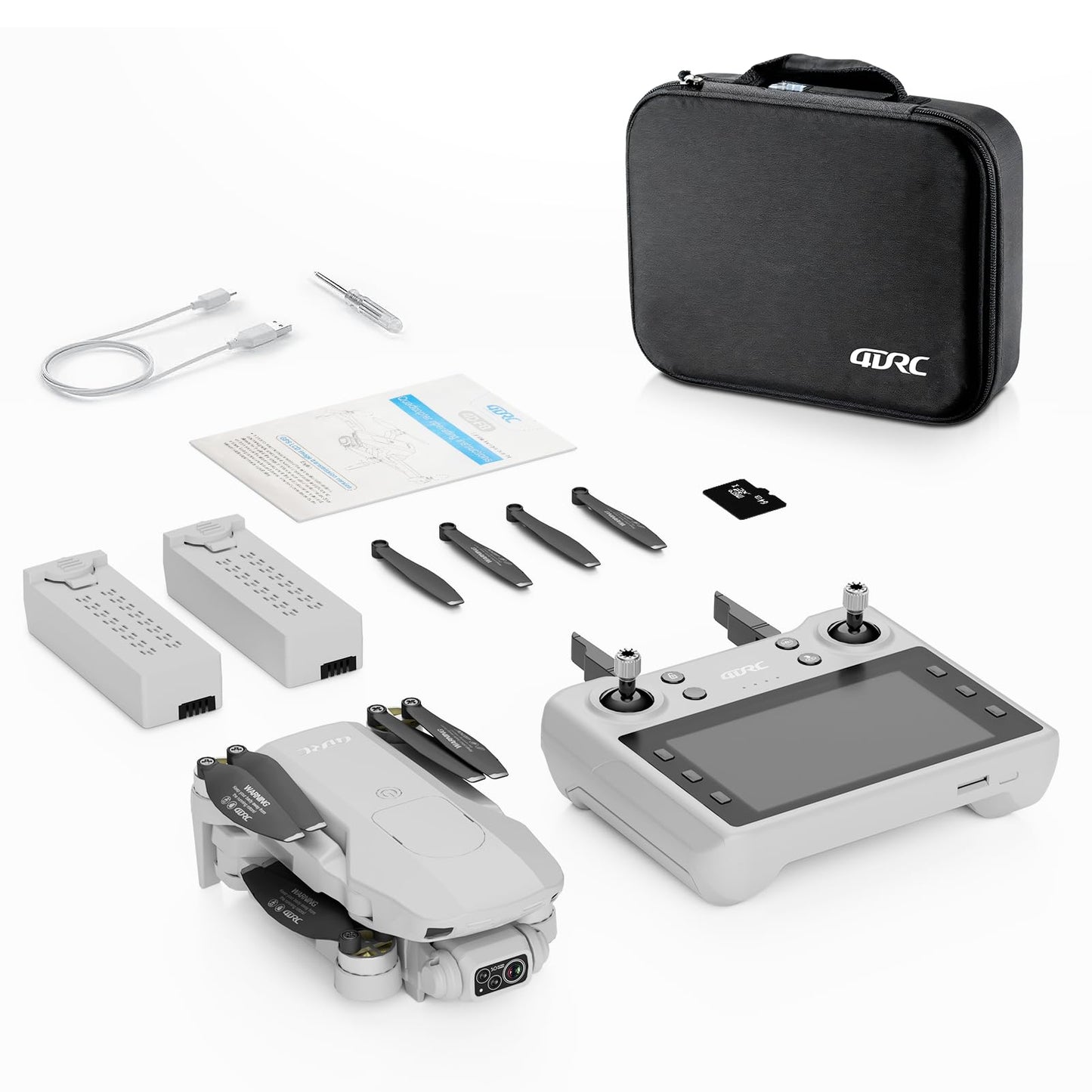 4DF8 GPS Drone with 4K HD Camera, White, 5GHz FPV Transmission, 4.5" LCD Screen on Controller,60 Min Flight Time, Brushless Motor, for Beginners,32GB memory card