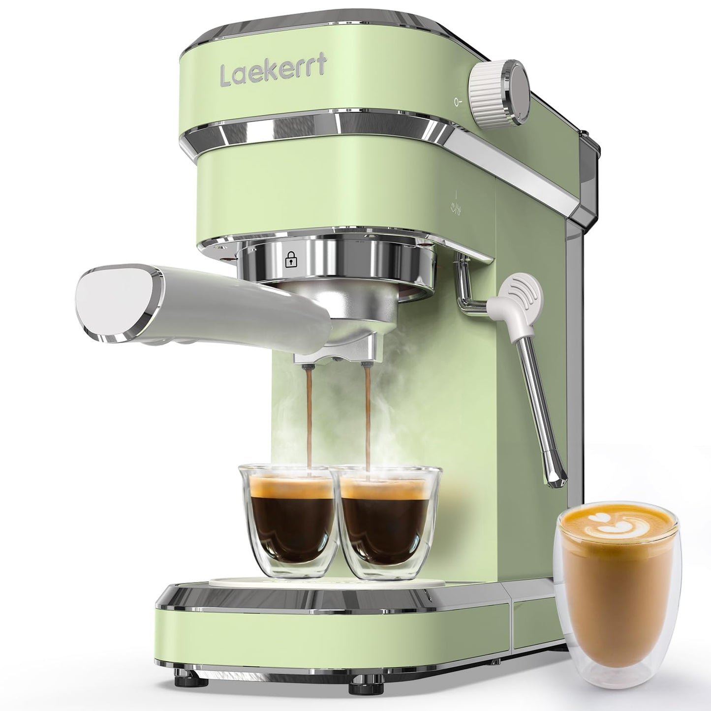 Laekerrt Espresso Machine 20 Bar Espresso Maker CMEP01 with Milk Frother Steam Wand, Professional Expresso Machine for Cappuccino and Latte (Stainless Steel, Green) Gift for Dad, Father, Coffee Lovers