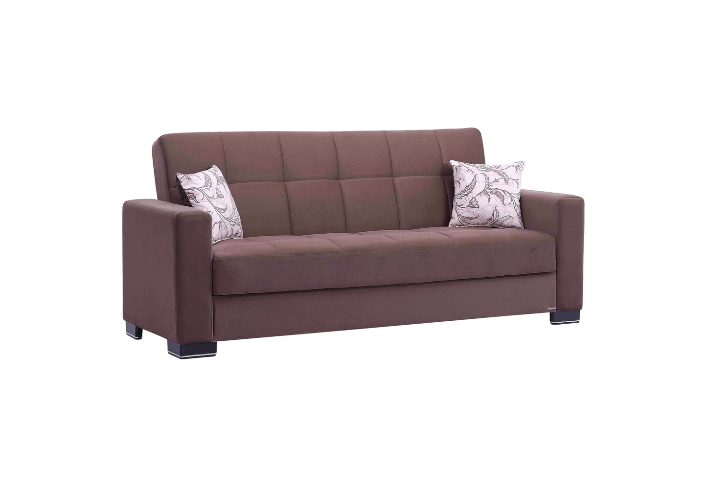 Ottomanson Convertible Sofa Bed Futon Couch with Hidden Storage & Click-Clack Sit-Sleep Conversion – Firm Support Sleeper Sofa for Living Room, Apartment & Guest Room, Brown