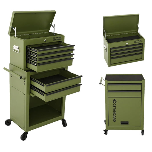 GSTANDARD APTB226G Torin 6-Drawer Rolling Tool Chest: High-Capacity 2-in-1 Detachable Tool Cabinet with Lockable Wheels & Secure System, Green
