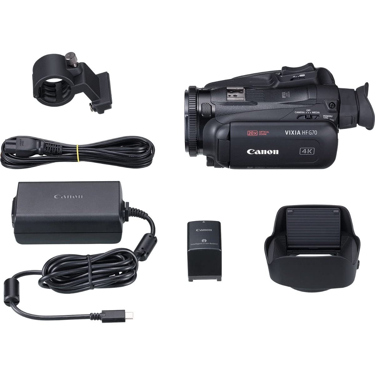 Canon VIXIA HF G70 Camcorder 1/2.3" 4K UHD CMOS Sensor 20x Optical Zoom, 800x Digital Zoom, Image Stabilization, HDMI, USB Live Streaming, Time Stamp On-Screen Display Recording