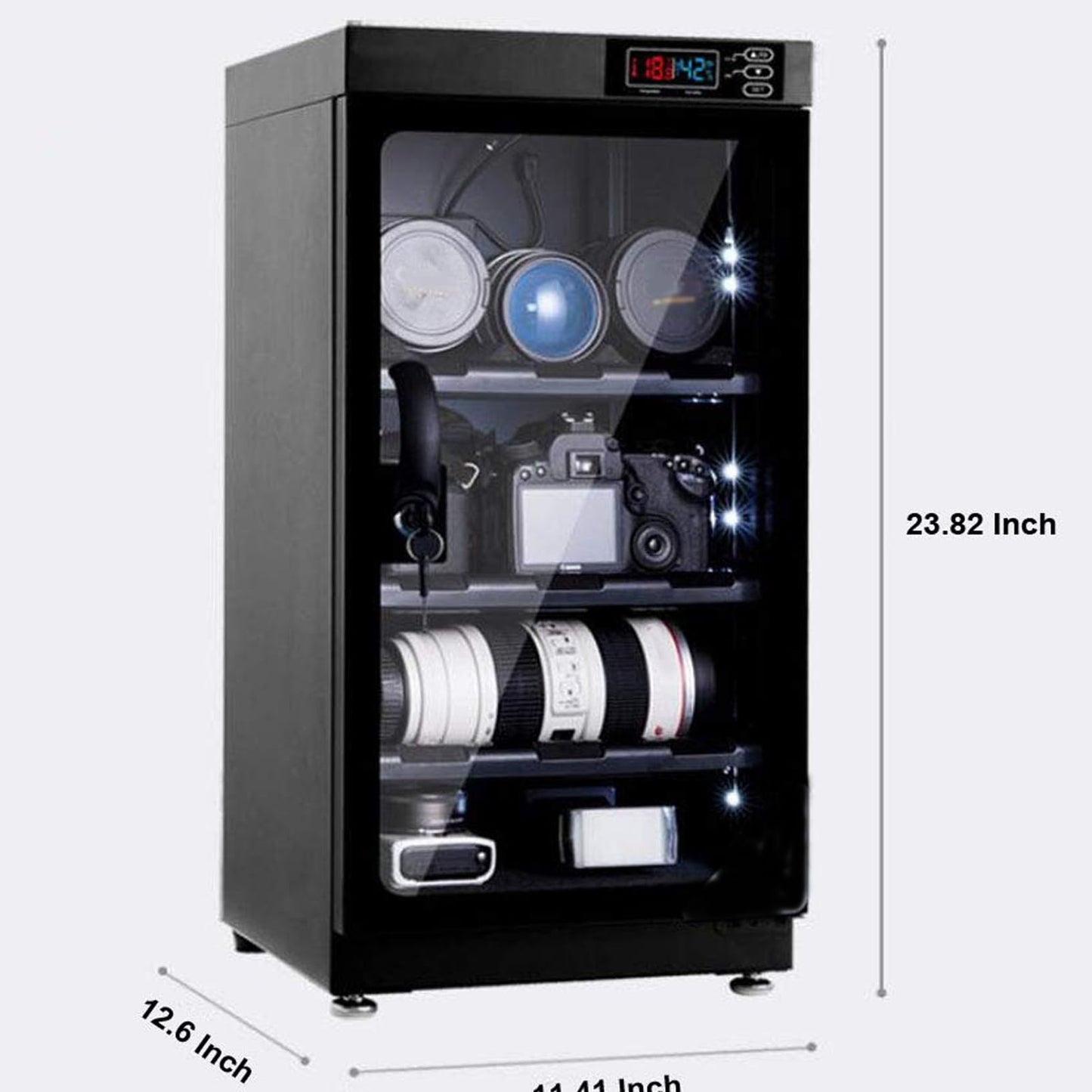 INTBUYING Camera Dry Cabinet 50L Electronic Dry Cabinet for Camera Lens Storage with Lock 4 Layers Intelligent Temperature Humidity LED Screen Noiseless