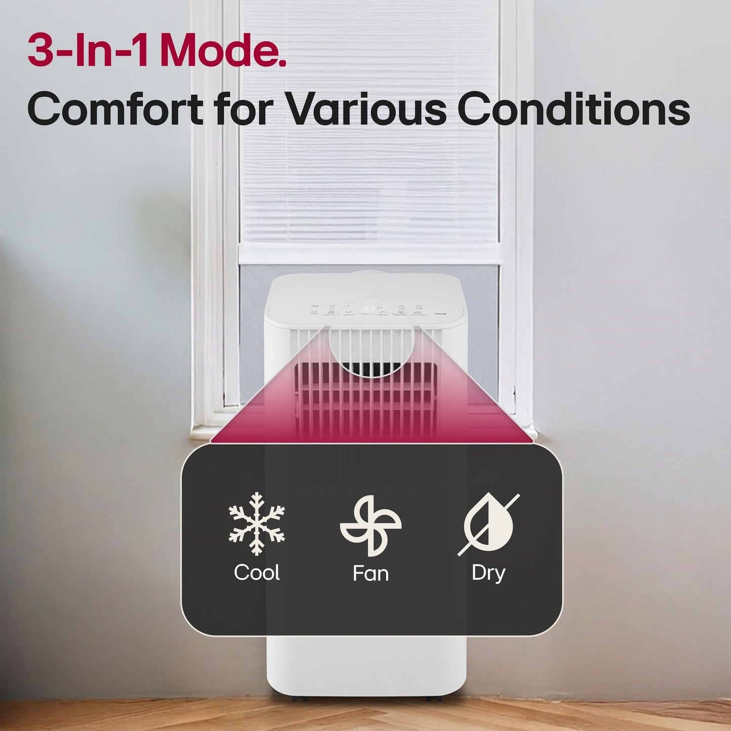 LG 6000 BTU Portable Air Conditioner in White, Compact Quiet Standing Smart Home Compatible AC Unit with Fan, Remote Control & Wi-Fi for Indoor Bedroom, Bathroom, Garage & Office
