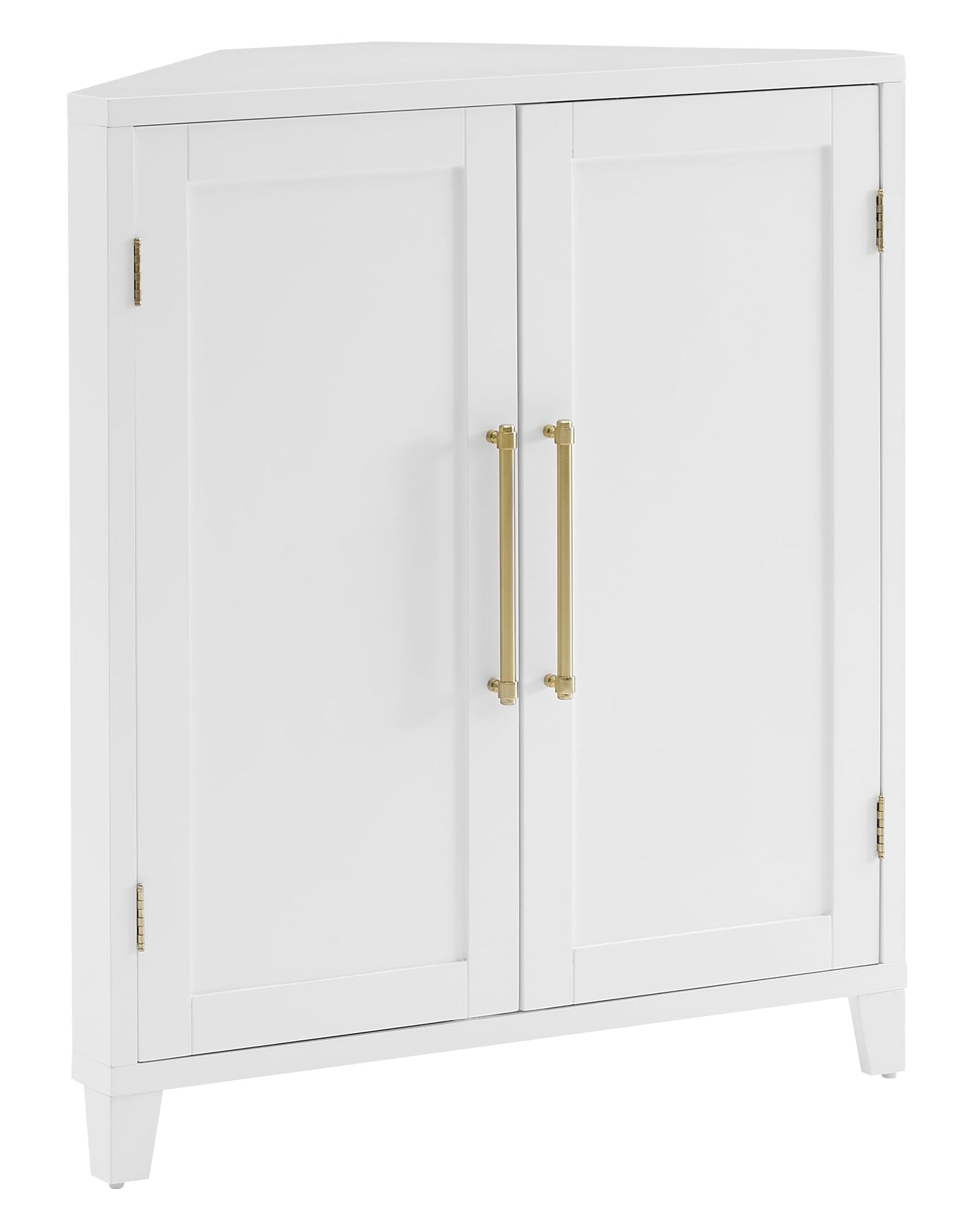 Crosley Furniture Roarke Stackable Corner Pantry Storage Cabinet with Shelves, Kitchen, Dining, Laundry, White