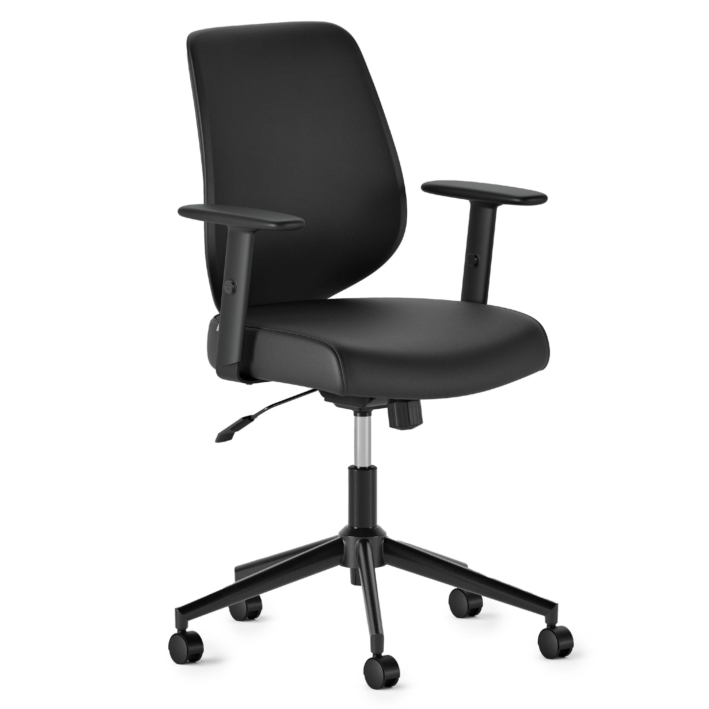 Branch Daily Chair - Vegan Leather Office Chair with Swivel, Lumbar Rest, and Adjustable Armrests - Comfortable Seating for Improved Posture and Productivity - Black