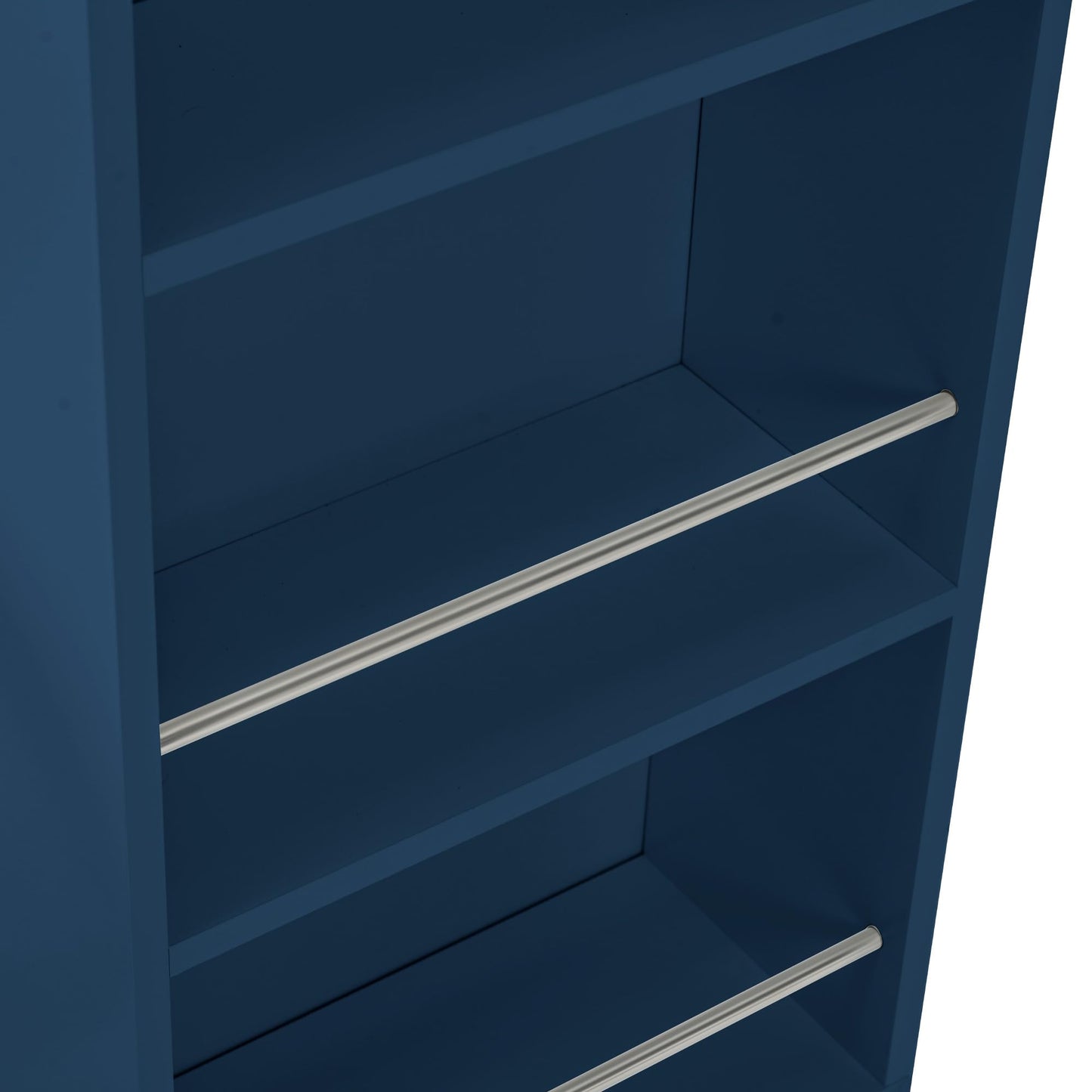 KTATK Rolling Kitchen Island with Extended LED Lights and Table,Storage Cart on Wheels W/Power Outlets & 2 Fluted Glass Doors,A Compartment,Side 3 Open Shelves,for Home Dining Room,Navy