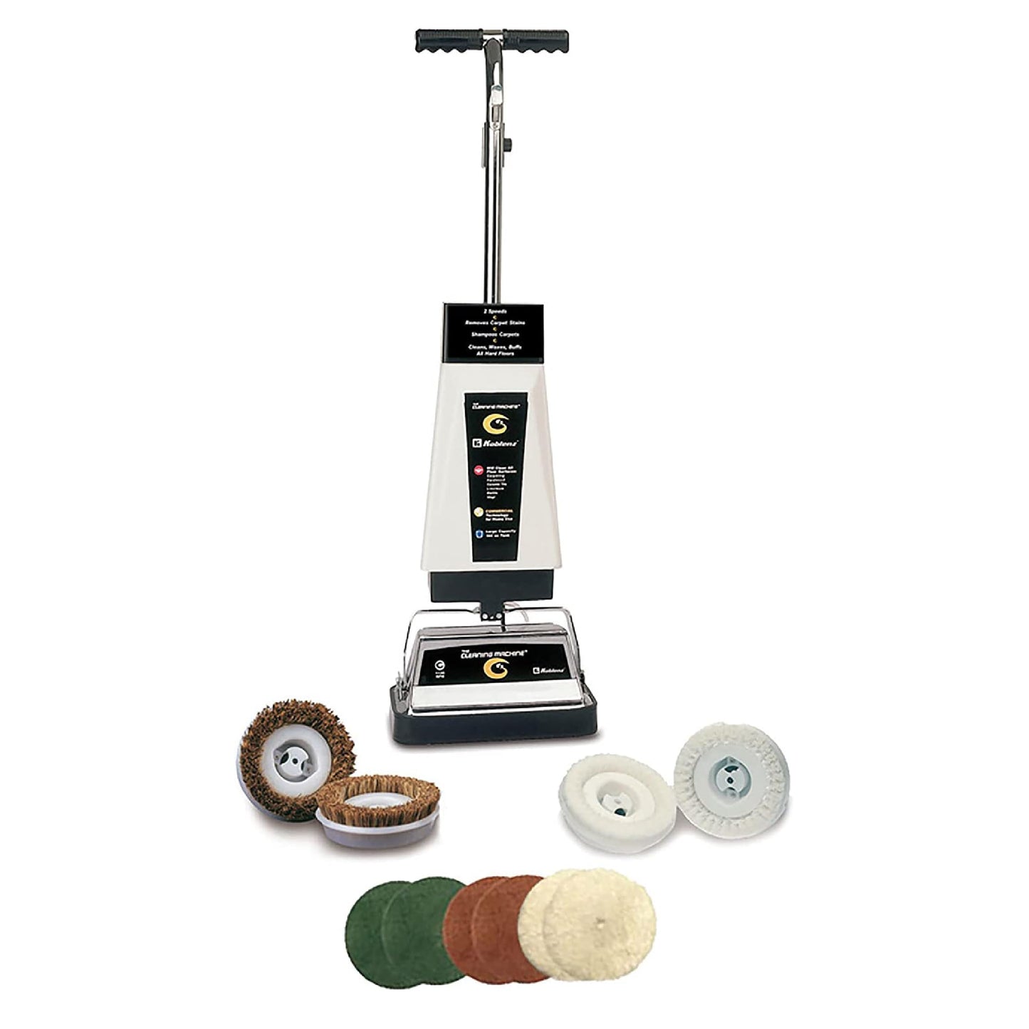 Koblenz P-2600A Carpet Shampooer Machine, 12 in Floor Polisher, Electric Floor Scrubber, 144 oz Tank, Twin Brushes, Scrubbing and Polishing Pads, Commercial Carpet Cleaner, White/Black