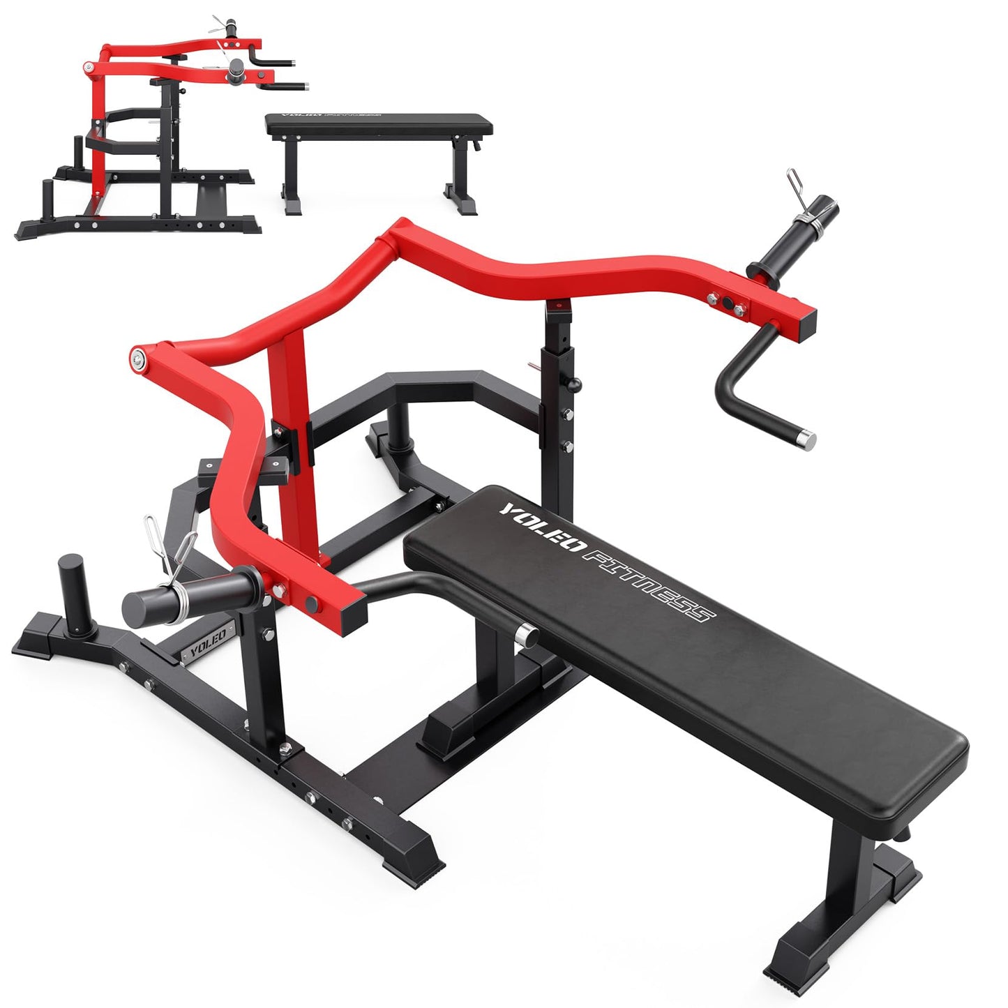 YOLEO Chest Press Machine, 1100LBS Bench Press Machine with Separate Press Station & Adjustable Weight Bench, Independent Converging Arms