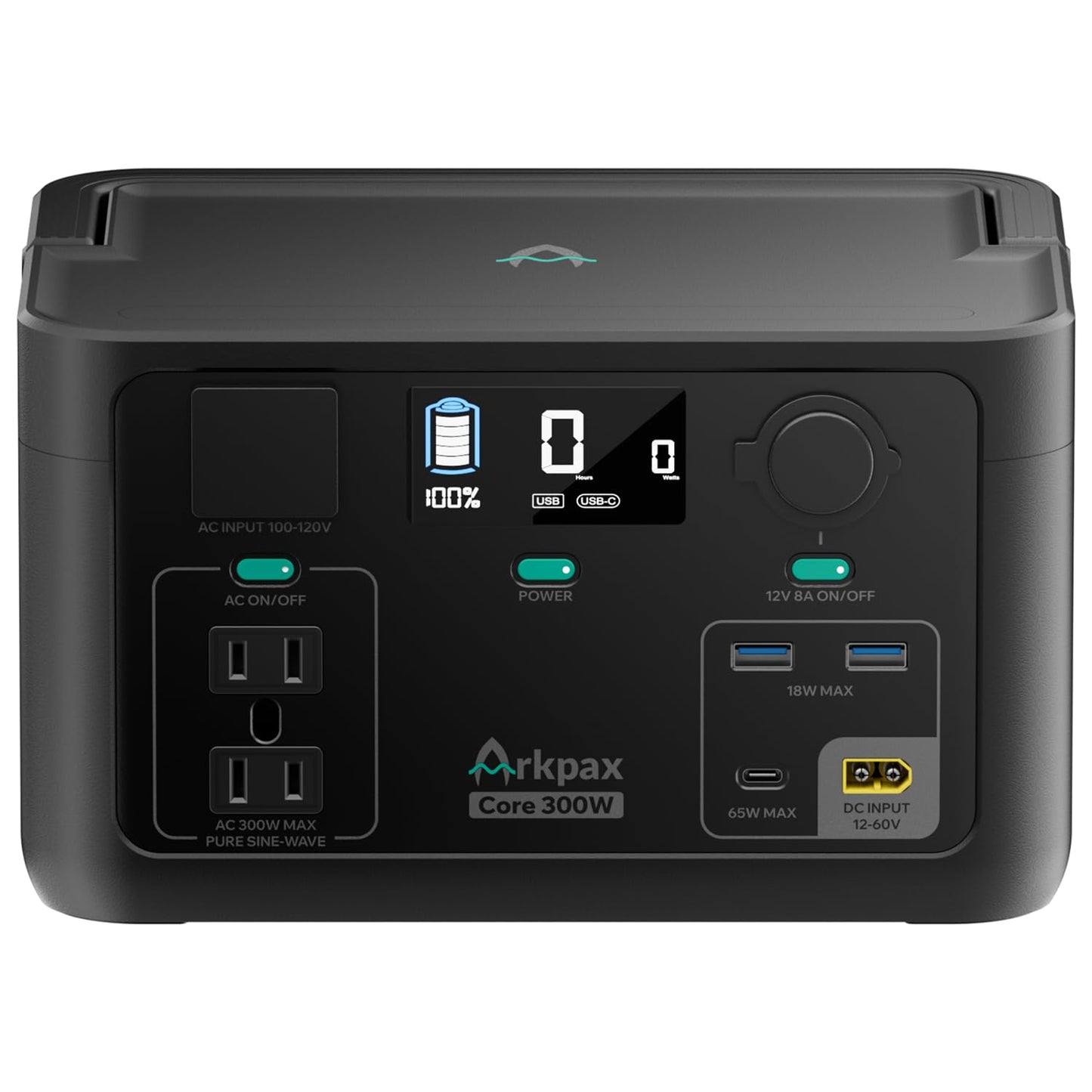 Arkpax Portable Power Station 300W, 600W Peak Backup LiFePO4 Battery 192Wh Solar Generator with 120V Pure Sine Wave AC Outlet for Camping Emergency Travel Outdoor Home Blackout