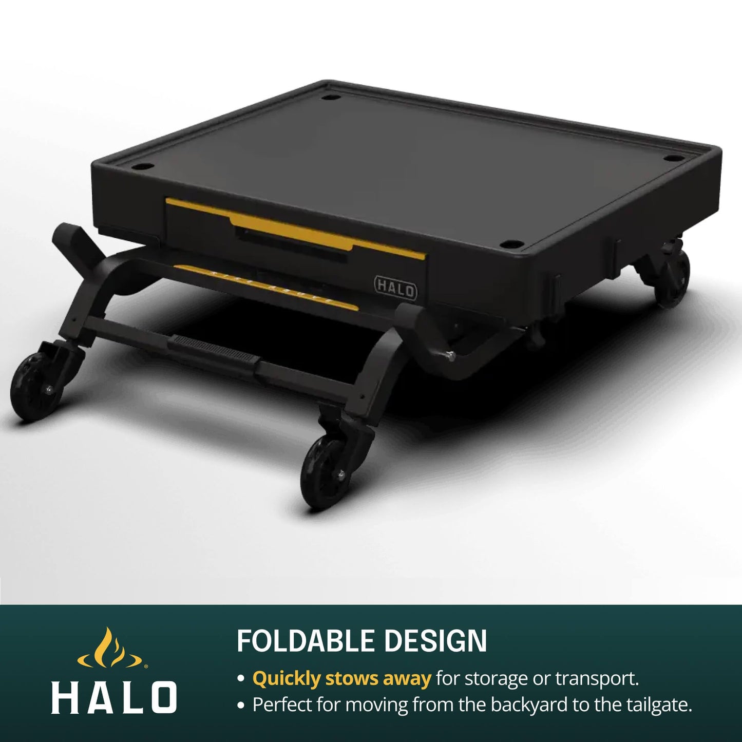 HALO Outdoor Countertop Cart | Prep Station or Griddle/Oven Cooking Surface | Collapsible, Portable, Tool Hooks and Propane Storage | HO-1006-XNA