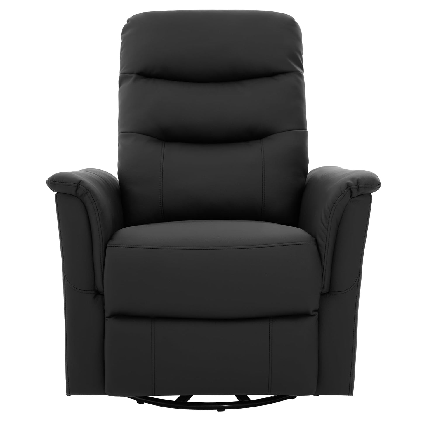 Merax Manual Recliner Chair Rocking & 270° Swivel Recliner with 8-Point Massage Function and Adjustable Backrest, Brown PU Leather Recliner for Living Room, Nursery, Bedroom, Black