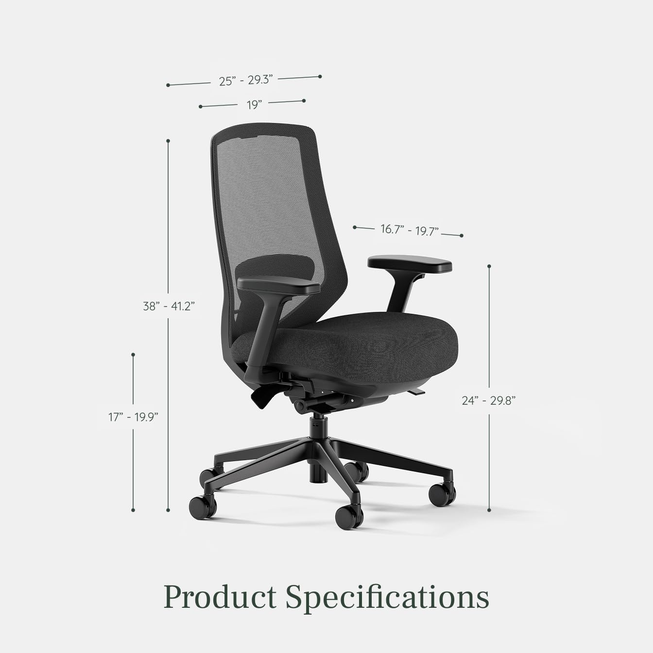 Branch Ergonomic Chair Pro - Mesh Office Chair with 14 Points of Adjustment - Height, Depth & Tilt Adjustable - 5D Armrests - Forward Tilt, Smooth Recline, and Lumbar Support - Black