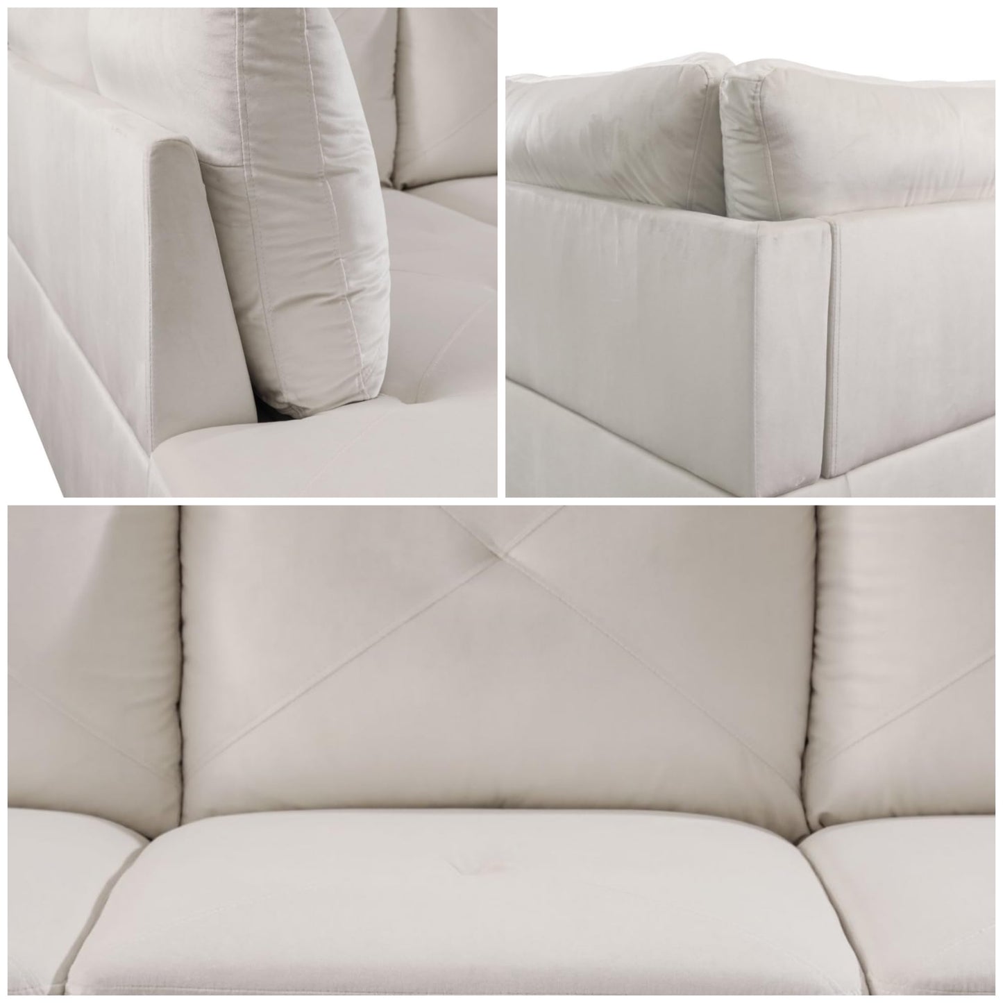 Trygoal 97" L Shaped Couches for Living Room, Sectional Couch Living Room Furniture with Storage Ottoman, Modular Sectional Sofa with Movable Chaise for Apartment Office, White