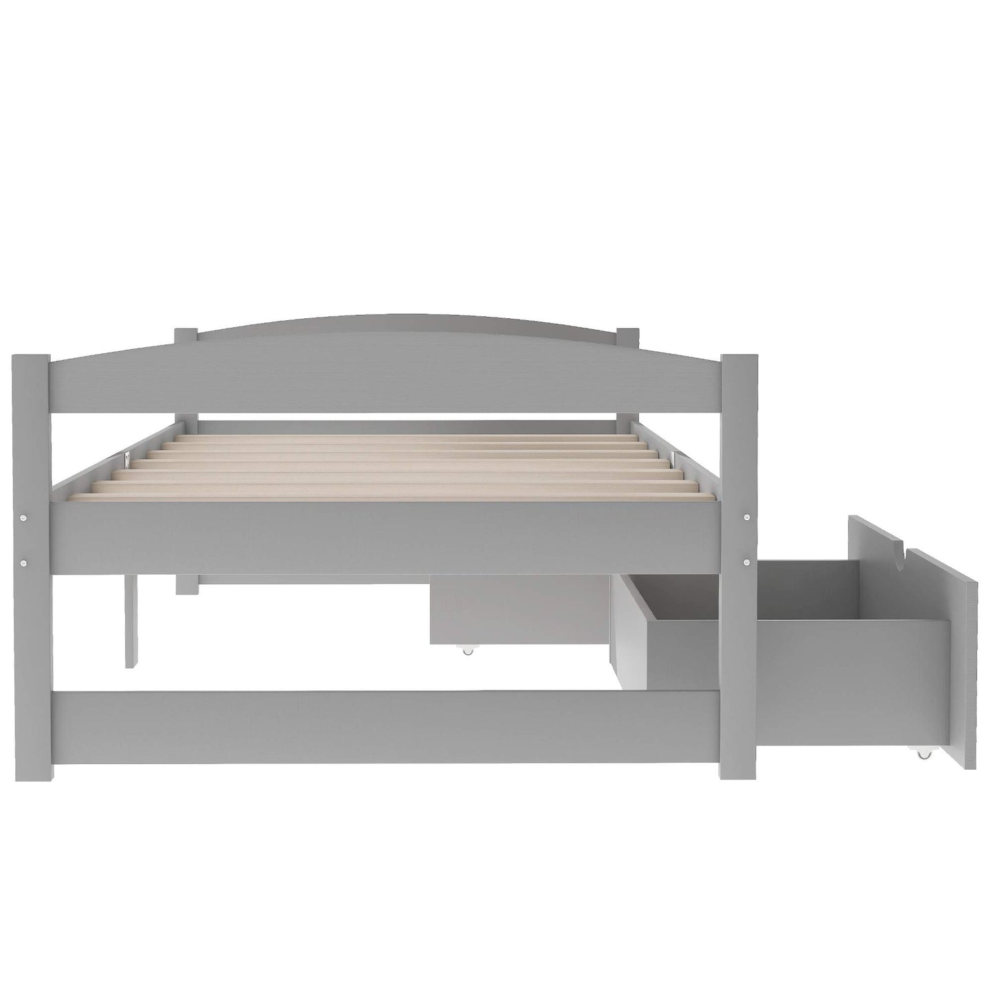 Merax Classic Solid Wood Day Bed with Storage Drawers Platform Bed for Living Room Beedroom Twin Grey