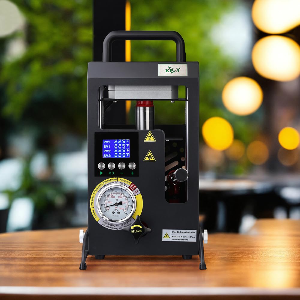5T Hydraulic Heat Press Machine with 5Tons Dual Heating Plates 4.1x4.7 Inches Manual Heat Press Machine with Temperature Controller LCD Screen