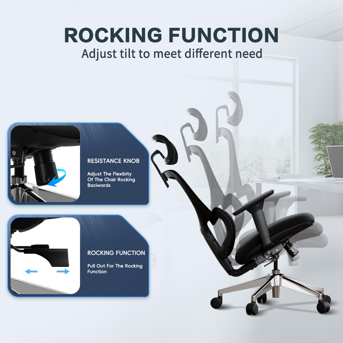 Jacia House TSCA Certified Ergonomic Mesh Office Chair, Big Tall Gaming Chair Adjustable Lumbar Support, 4D Armrests, 2D Headrest, 135° Reclining Rolling Swivel Desk Chairs with Seat Lock 600lb