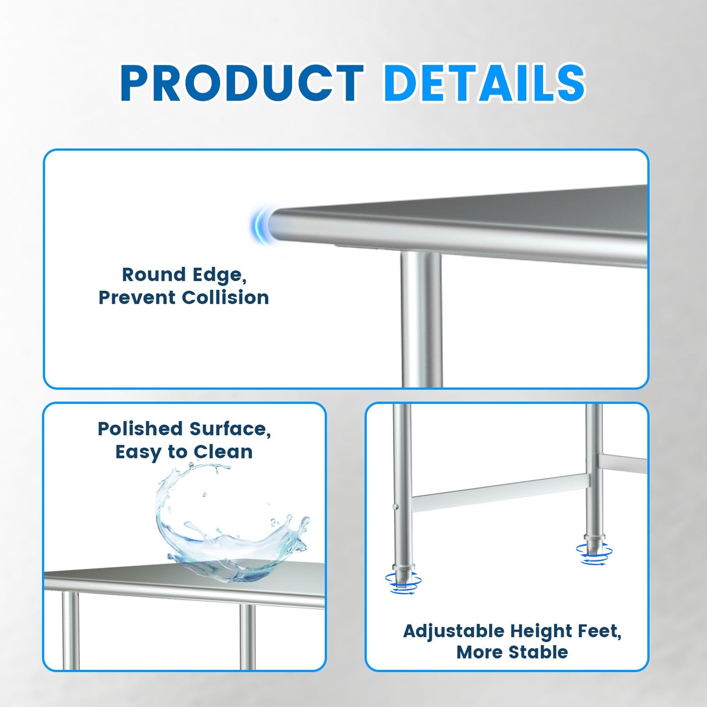 Treshin Stainless Steel Work Table Open Base 30" X 60"