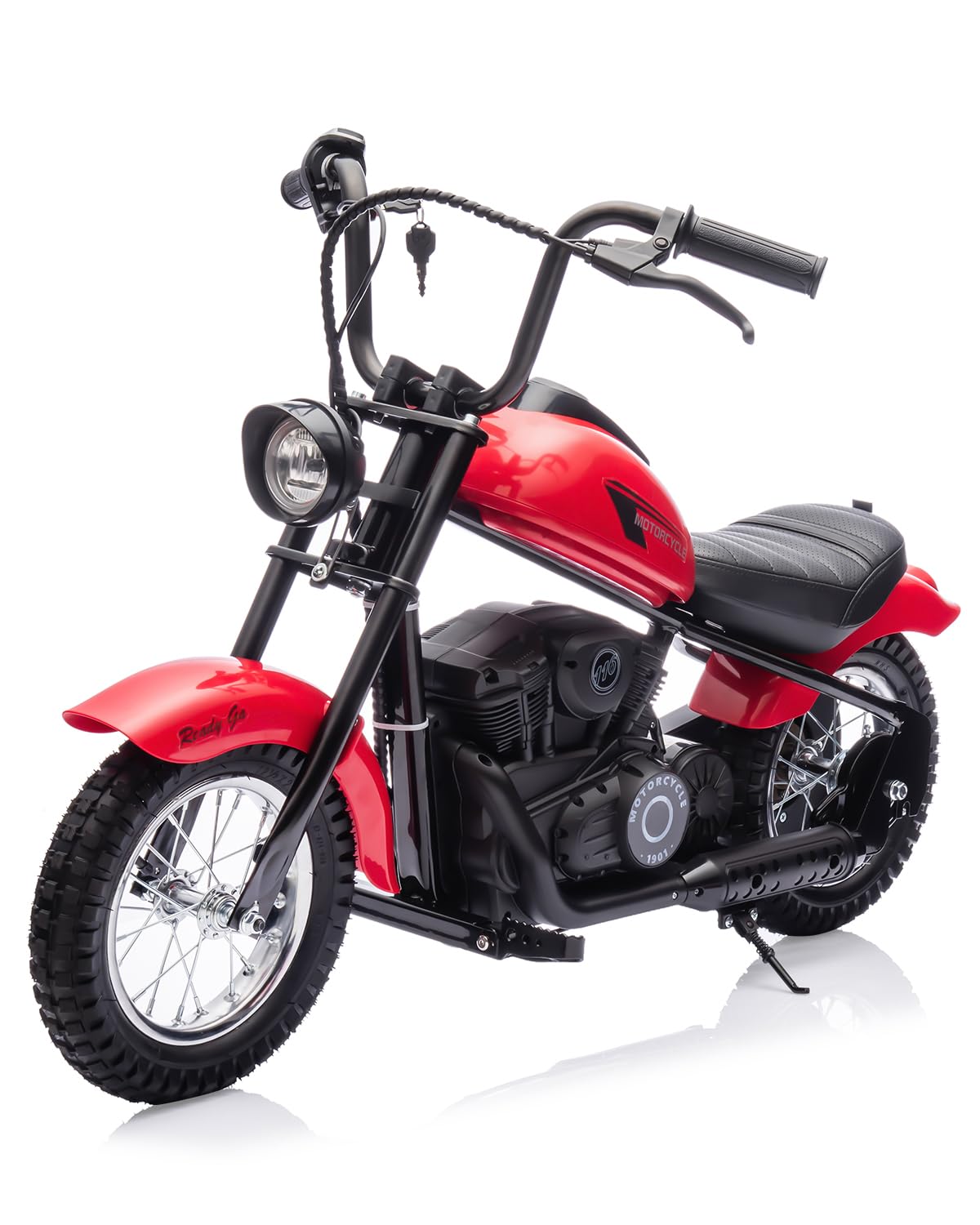 Electric Dirt Bike for Kids 24V, 150lb Max Weight & 15mph, Chain Driven Motor w/12'' Air Filled Tires, Handbrake & Shock Absorbers, LED Lights, Power Display Ride On Toy for Boys & Girls