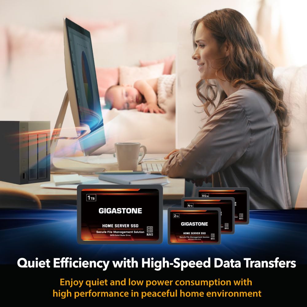 Gigastone 【NAS Certified】 2TB Home Server SSD Up to 550MB/s TLC Flash with SLC Caching 24/7 Reliable for Gaming/PC/NAS SSD 3-Year Warranty 2.5" SATA Internal Solid State Drives RAID Disk