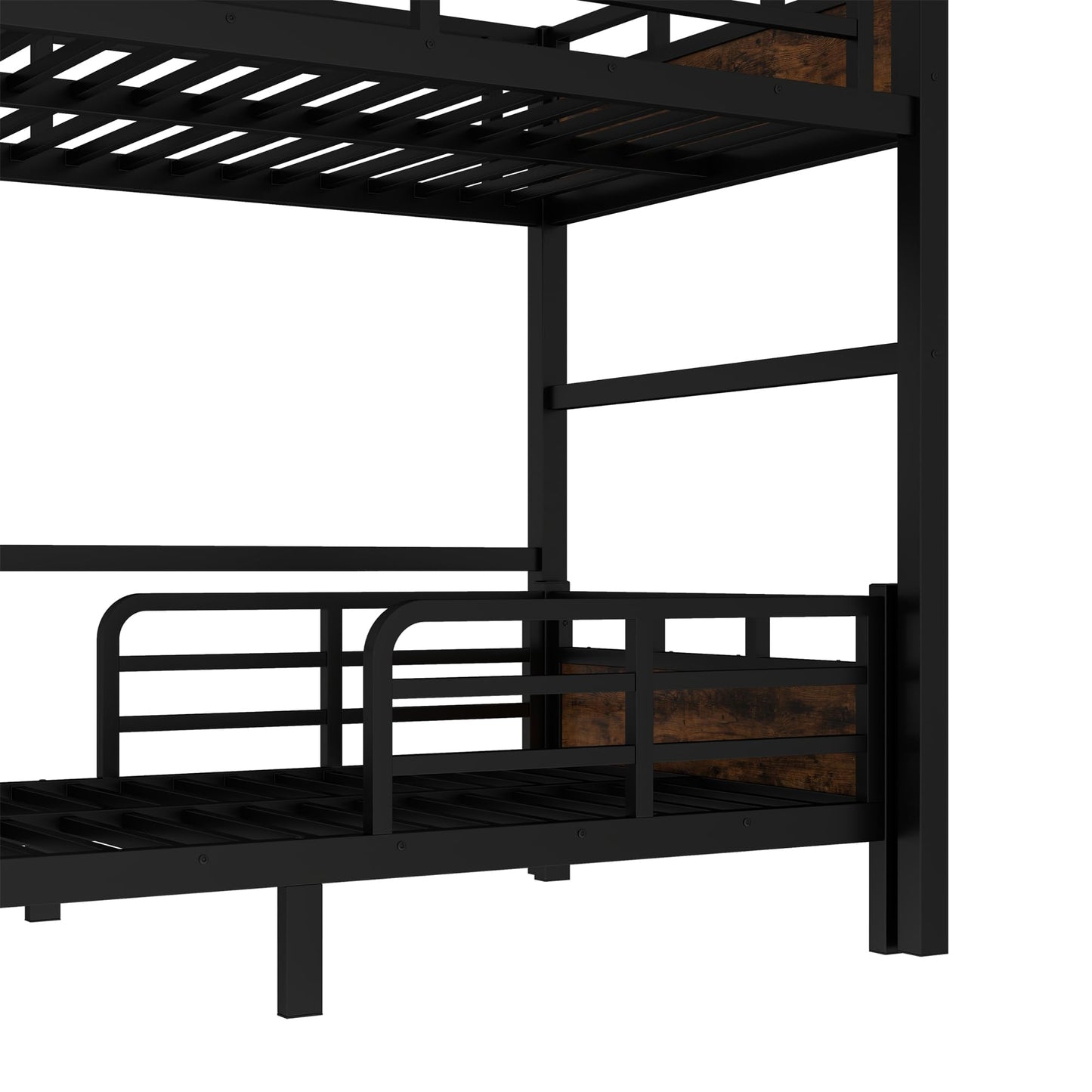 Twin XL Over Twin XL Bunk Bed with Headboard and Full Length Guardrail, Separable Bunk Bed, Heavy Duty Bunk Beds Can Turns Into Loft Bed and Platform Bed, Black