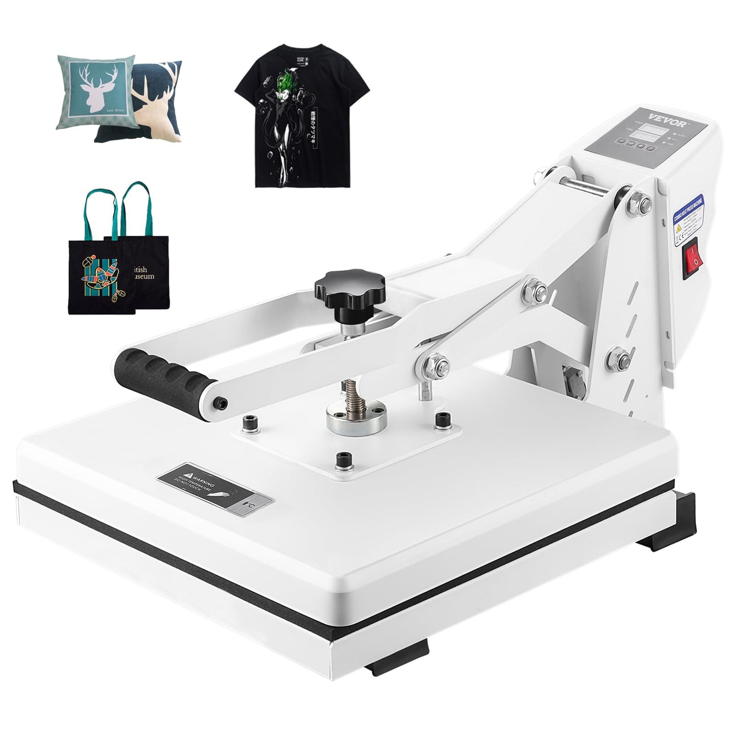 VEVOR Heat Press, 15x15 Heat Press Machine, Fast Heating, High Pressure Heat Press Machine for T-Shirt, Power Digital Industrial Sublimation Printer for Heat Transfer Vinyl, Easy to Use, White
