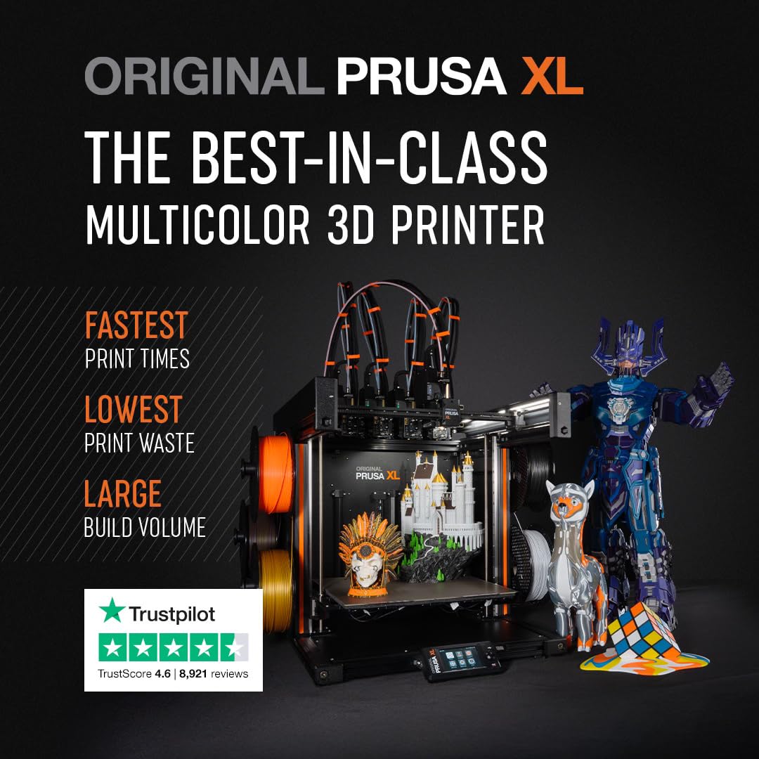 Original Prusa XL 5 Independent Toolhead 3D Printer, Large Scale CoreXY, Build Volume 360 x 360 x 360 Mm, Multi Material, 1.75 Mm Filament