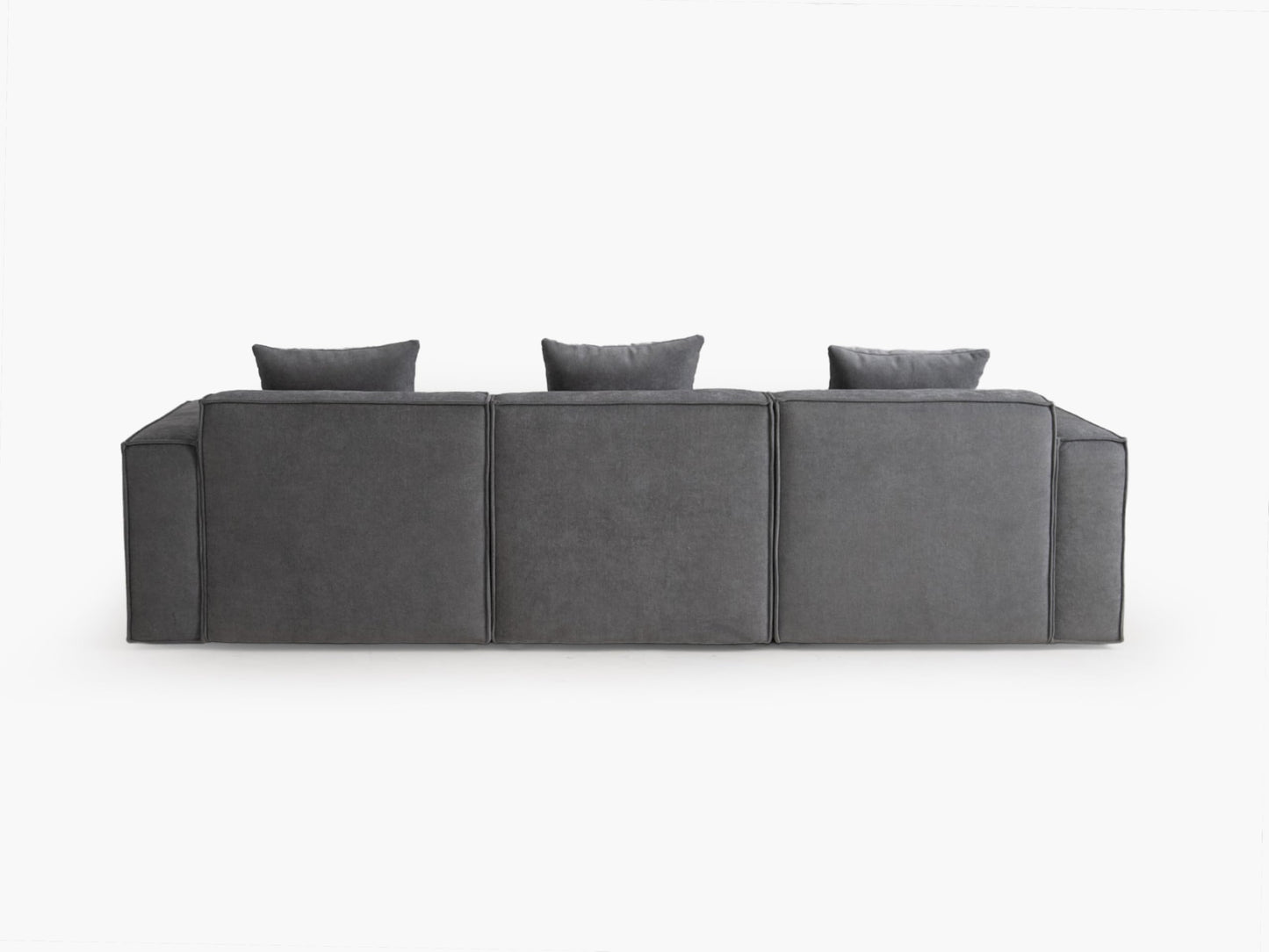 Acanva Luxury Modular Sectional Living Room Sofa Set, Modern Minimalist Style Couch with Ottoman and Chaise, L-Shape, Dark Grey