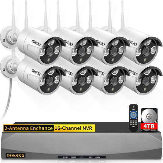 (2026 Update) Wireless Security Camera System, 16CH WiFi NVR with 8 x 3MP Dual Antenna Cameras, 55% Longer Range, 4TB HDD 60-Day Recording, Dual Band 2.4/5.8GHz, IP67, Free App
