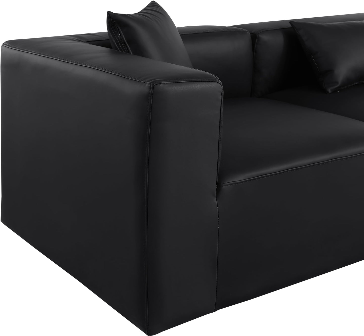 Meridian Furniture 668Black-Sec5D Cube Collection Modern | Contemporary Modular Sectional with Soft Black Vegan Leather, Modular to Create Infinite Configurations, 144" W x 72" D x 26" H, Black