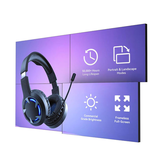 Canlarriz 55" FHD Video Wall Digital Signage Display Panel, 700 nits, 24/7 Operation, Modular Splicing from 1x2 to 4x4 and More for Control Rooms, Recording Studios, Broadcast Studios & More