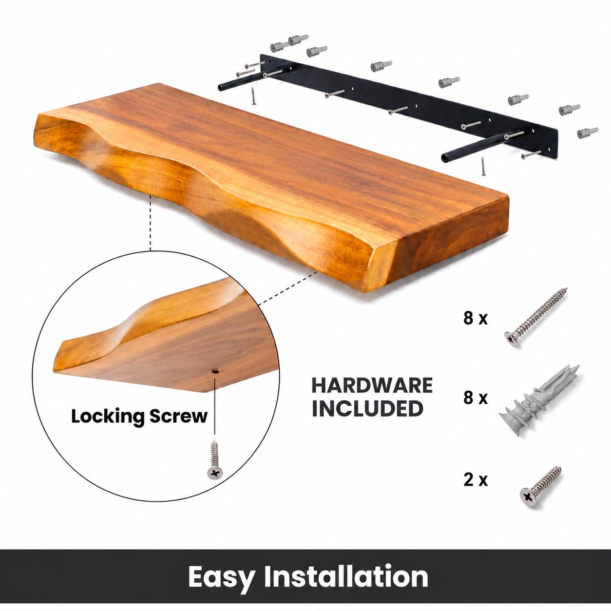 Gamoora Live Edge Floating Shelves 23.6", Set of 2