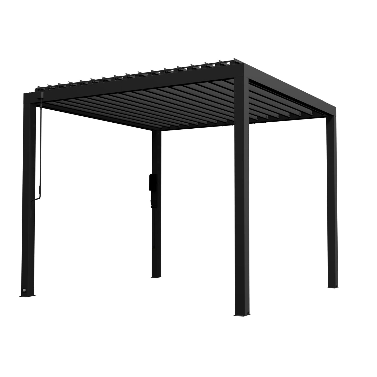 Backyard Discovery Sarasota 10' x 10' Galvanized Steel Louvered Pergola Kit with Adjustable Roof, Shade, Rain Protection, High-Wind Rating, Gutter System for Outdoor Patio, Garden, Deck, Entertaining