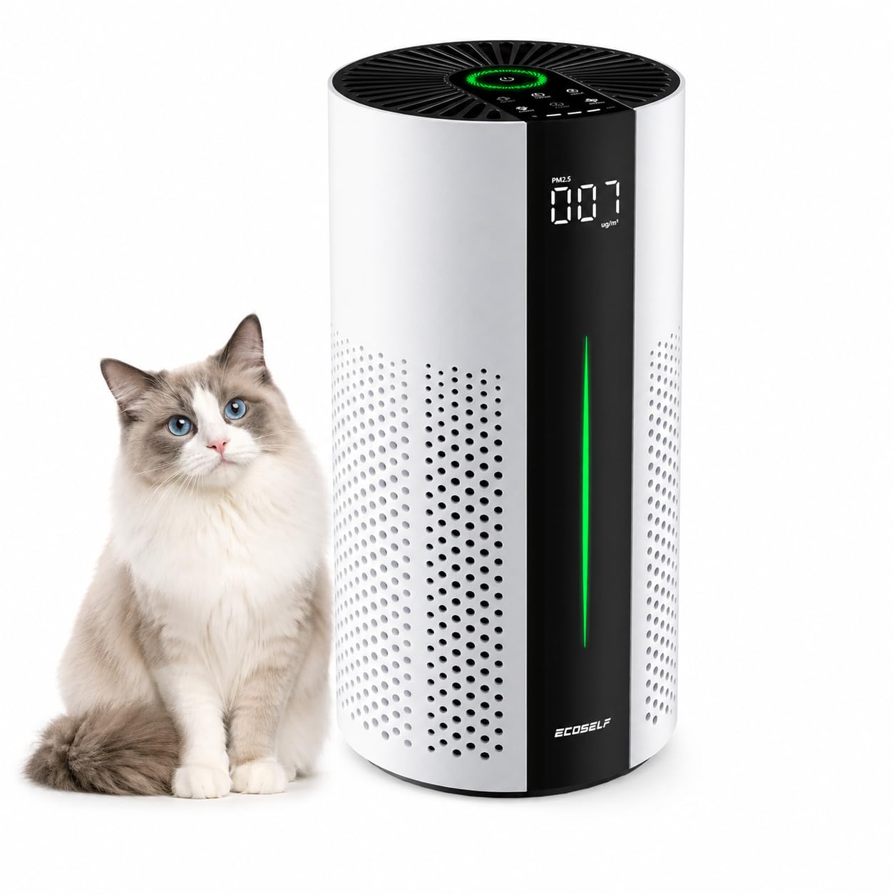 ECOSELF Air Purifiers for Home Large Room, Air Purifiers for Bedroom 360° Air Intake HEPA Air Purifier, Air Cleaner for Smoke PoIIen Pet