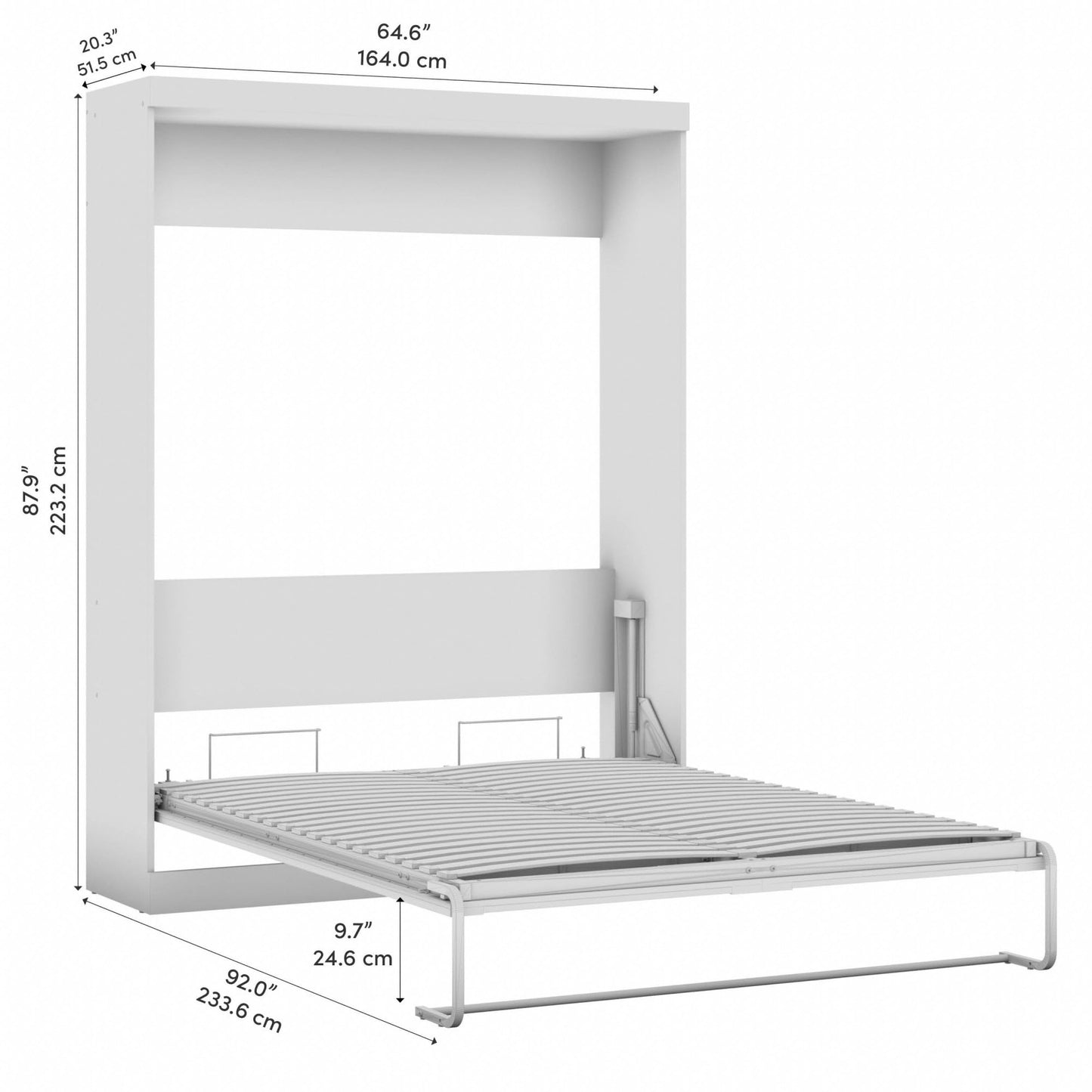 Bestar Pur Queen Size Murphy Bed in Black Walnut, 65-inch Space-Saving Sleeping Arrangement for Multipurpose Area, Bedroom, Guest Room, or Living Room