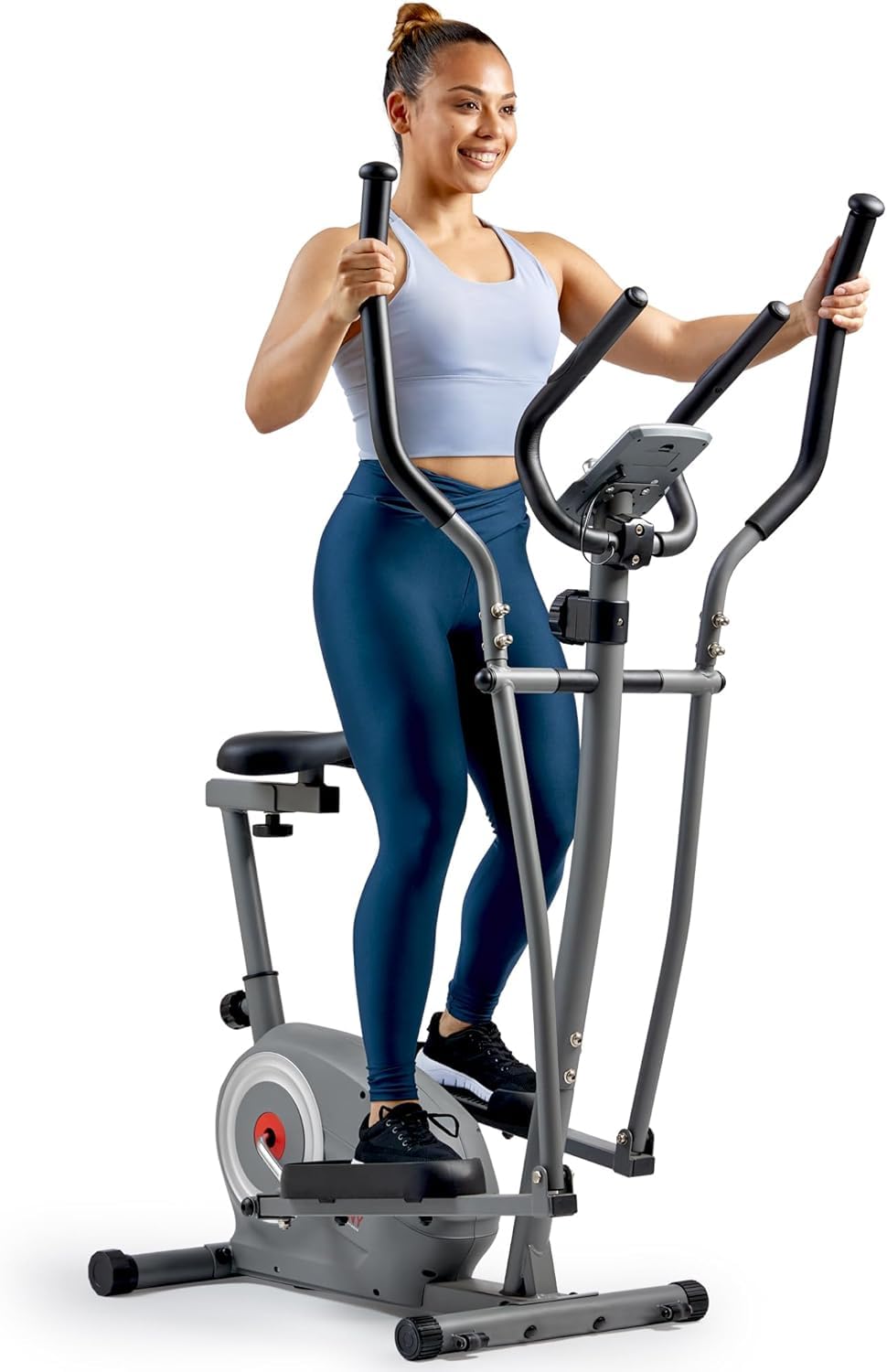 Sunny Health & Fitness Essential Magnetic Resistance 2-in-1 Cross Trainer Elliptical Bike, with Digital Performance Monitor, Optional Bluetooth with Exclusive SunnyFit App - SF-E322004