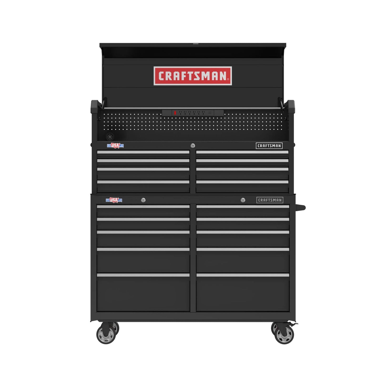 CRAFTSMAN S2000 52" Tool Chest, 10-Drawer Rolling Tool Storage Cabinet with Tray and Holder, Black (CMST352102BK)