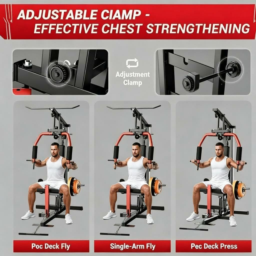 Home Gym Machine, Max 300LBS Capacity Home Gym Equipment with Leg Press, Multifunctional Exercise Equipment for Full Body Strength Training, Fit 1" & 2" Weight Plates (Not Included)