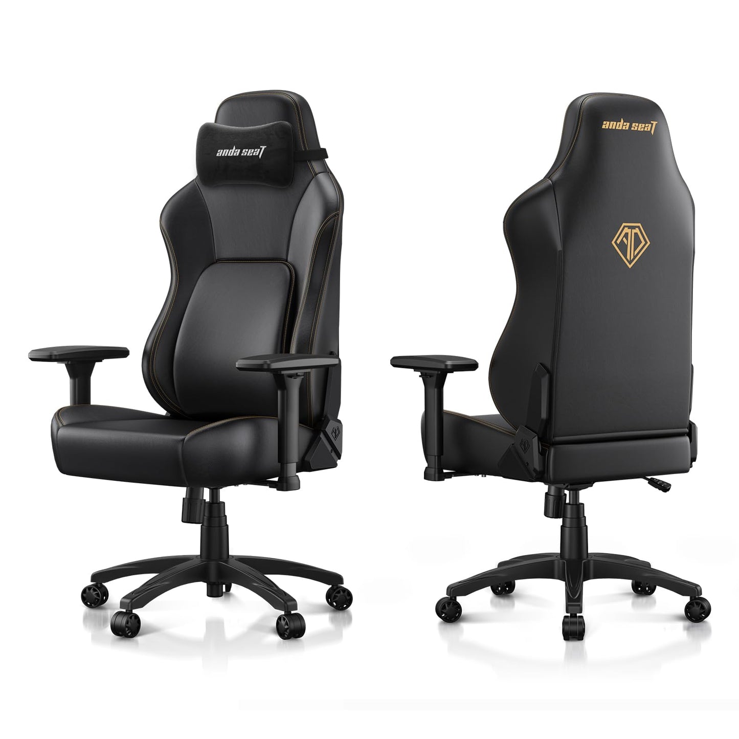 Anda Seat Phantom 4 PVC Leather Gaming Chairs for Adults - Large Wide Seat Gamer Chair with Dynamic Lumbar Support, Comfortable Ergonomic Video Game Seats with Headrest - 2D Armrests, Royal Black