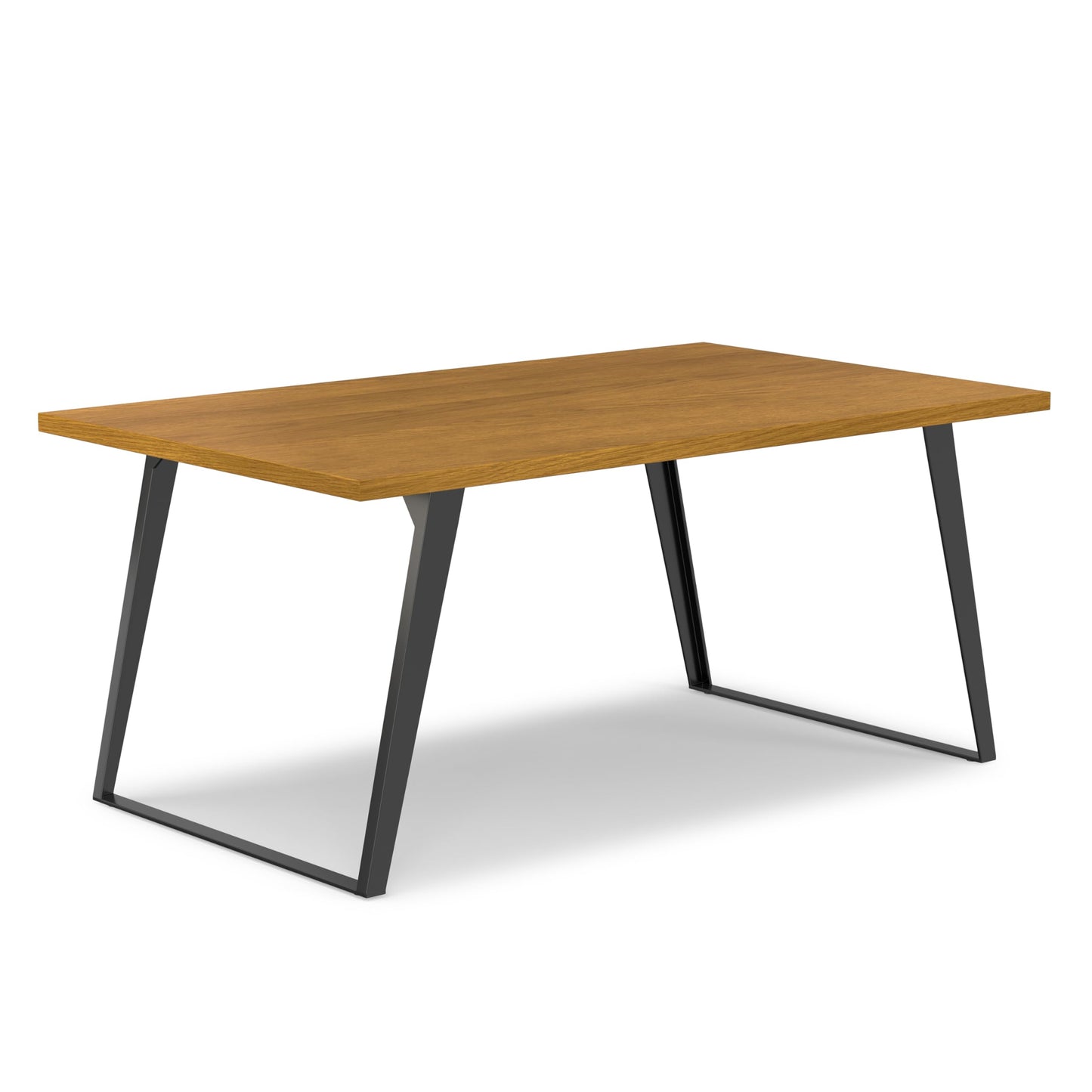 SIMPLIHOME Lowry Dining Table - 66 inch Wide Solid Wood Oak Veneer Table, Modern Industrial Style for Dining Room or Kitchen with Angled Graphite Grey Powder-Coated Iron Legs and Thick Top, Seats 6