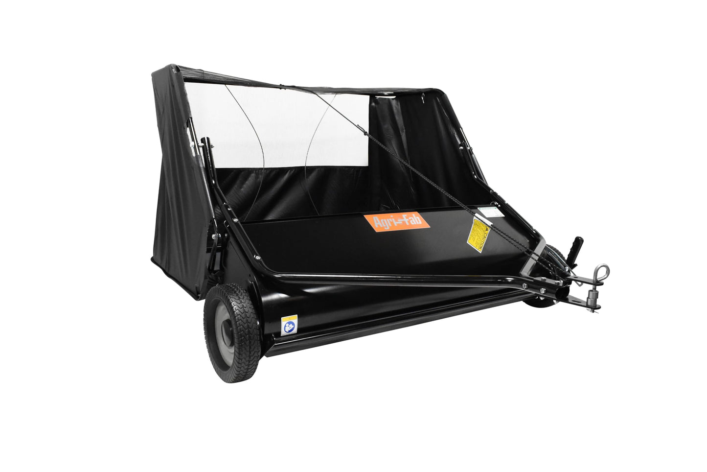 Agri-Fab Heavy Duty Tow Behind Lawn Sweeper, 50 in Working Width with 26 Cu Ft Hopper and Adjustable Brush Height