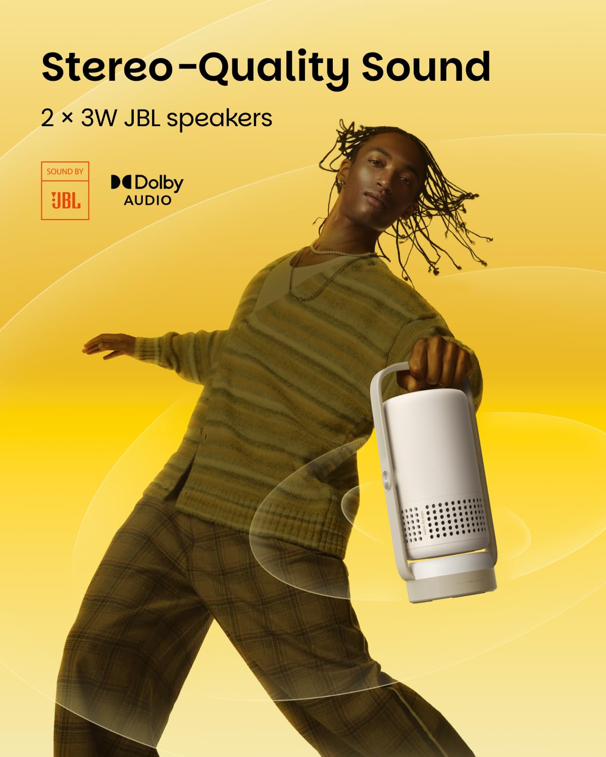 XGIMI Vibe One Battery Powered 1080P Smart Portable Projector, Google TV with Licensed Netflix, Sound by JBL, Built-in Battery, Auto Focus & Keystone, HD Projector for Bedroom, Backyard and Home(Ash)