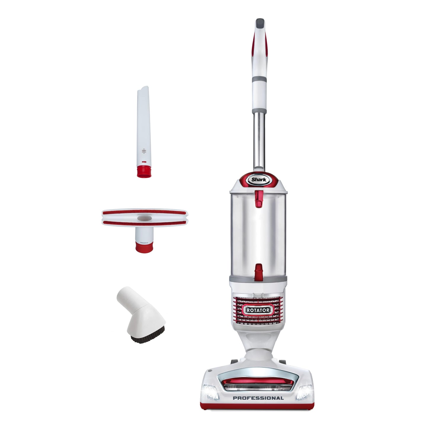 Shark Upright Vacuum Cleaner | Rotator Lift-Away | Pet Hair, Carpet & Hard Floor Cleaning | Dusting Brush, Upholstery & Crevice Tools | HEPA Filter | Swivel Steering | Headlights | White/Red | NV501