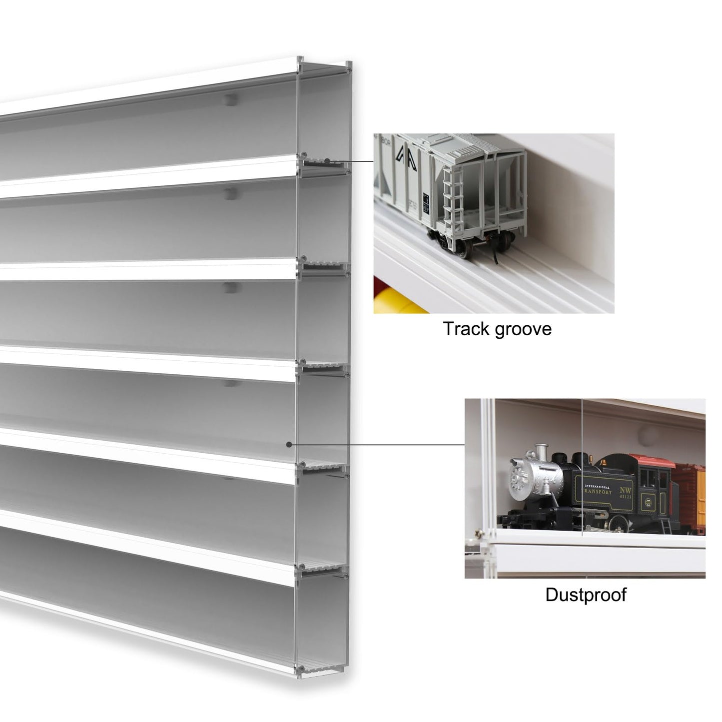 HO Scale Model Train Display Case Wall Rack with 6 Shelves Organizer Storage Cabinet Wall Mount (L3: 58.26inch)
