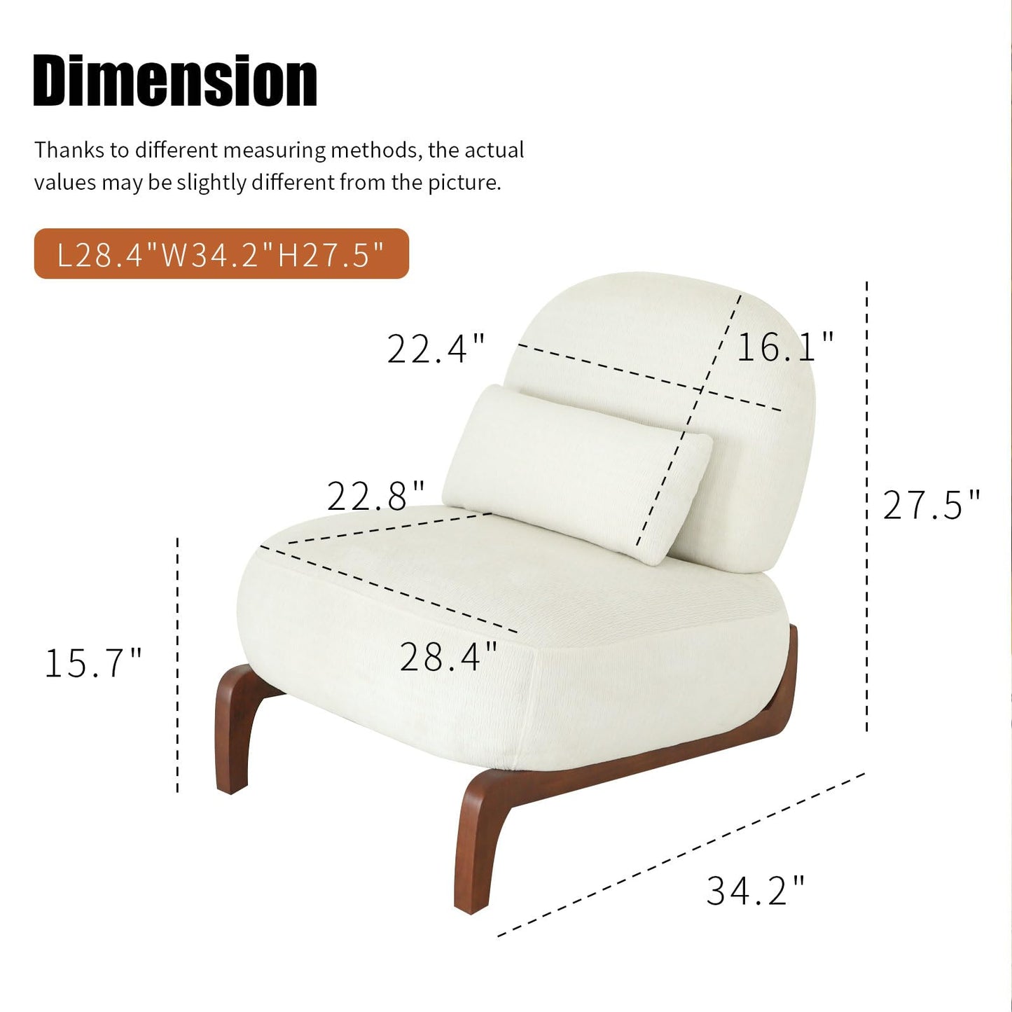KEIKI Cute Accent Chair Set of 2, Living Room Single Seat Sofa with Solid Wood Legs, Velvet Comfy Armless Reading Chair for Bedroom, Apartment, Waiting Room, Balcony, White