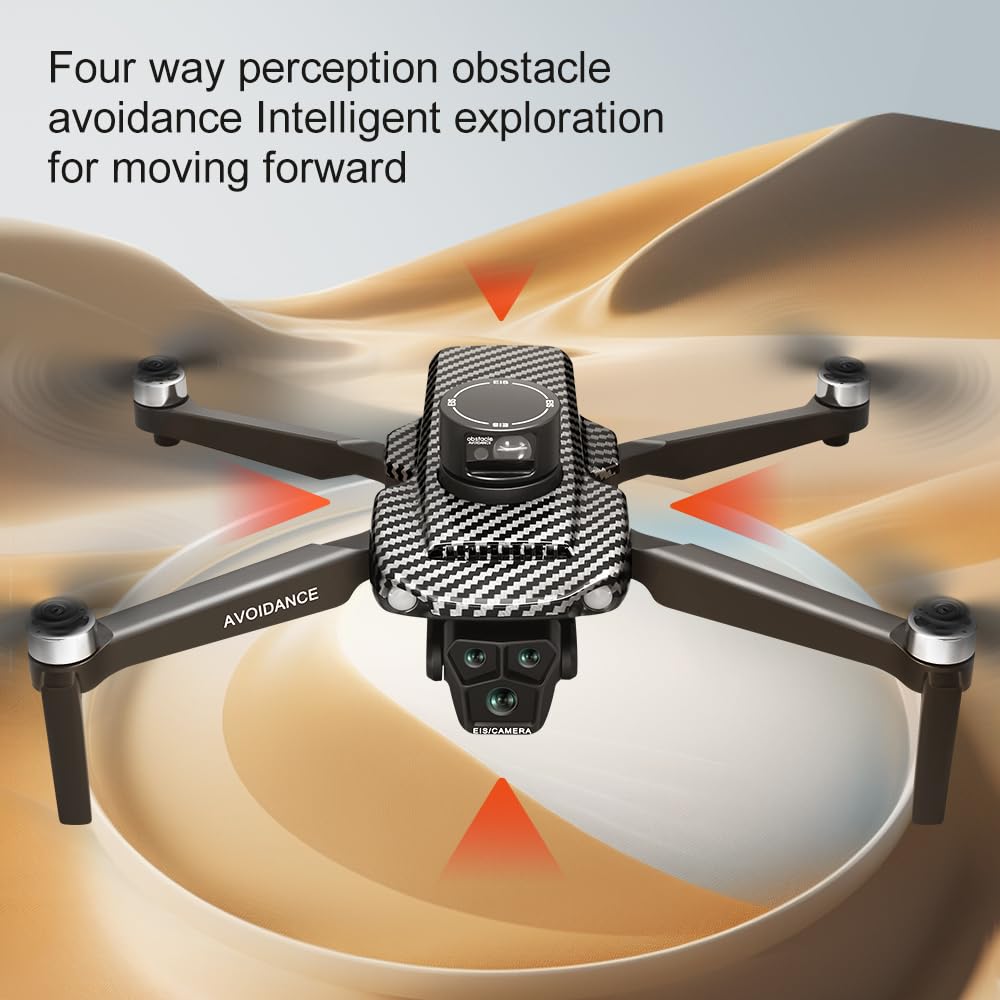 GPS Remote Control Drone, HD Quadcopter with 4K Camera, 7.4V 3000mAh Battery (2 Batteries), 4.5-Inch FPV Screen, 5G Real-Time Transmission, Laser Obstacle Avoidance, Brushless Motor, Optical Flow Positioning, LED Lights, Altitude Hold, Intelligent Hover,