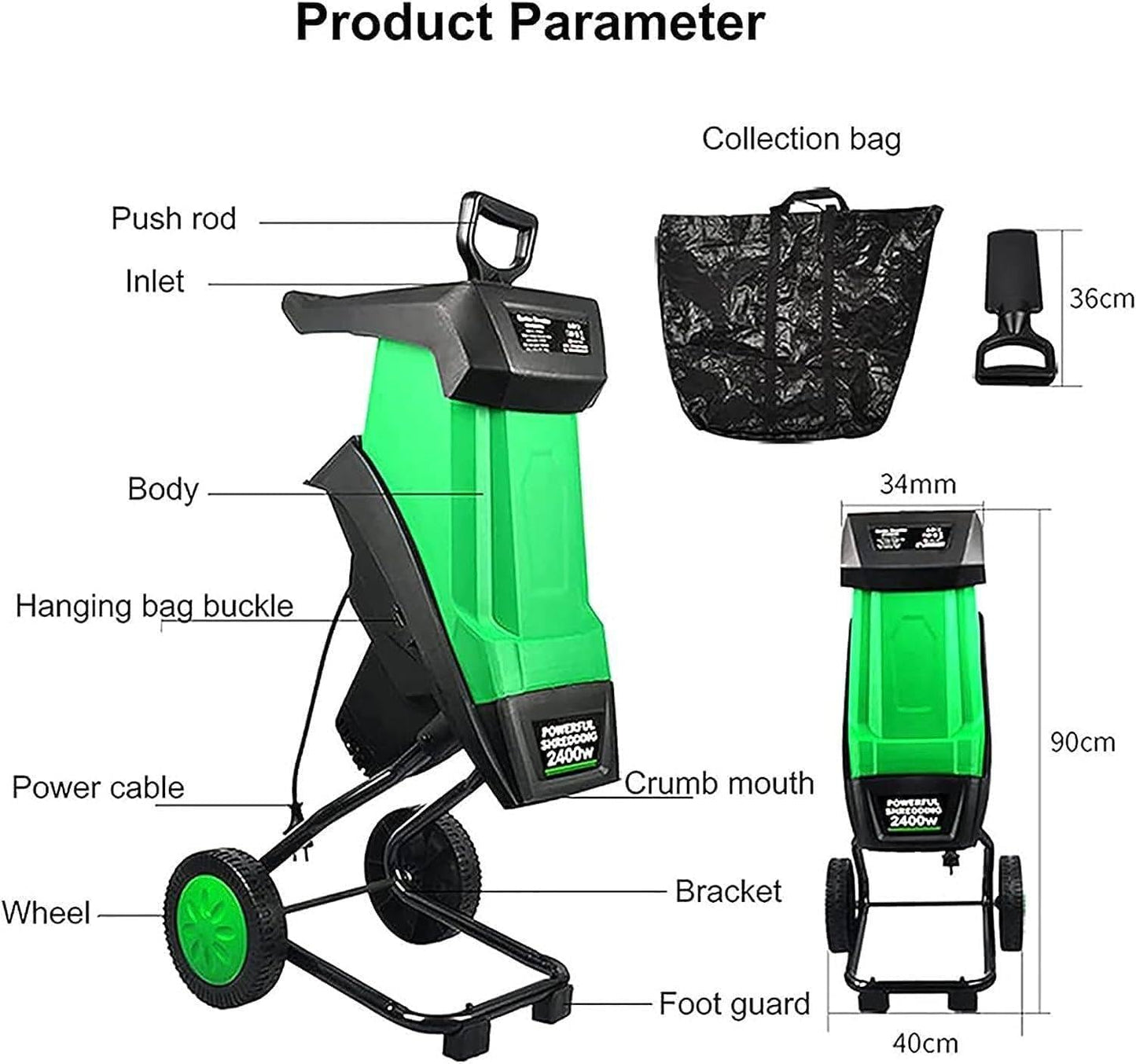 TYBJLXF Electric Garden Leaf Mulcher and Wood Chipper with 50L Collection Bag,Overload Protection,Super Powerful for Efficient Garden Waste Management
