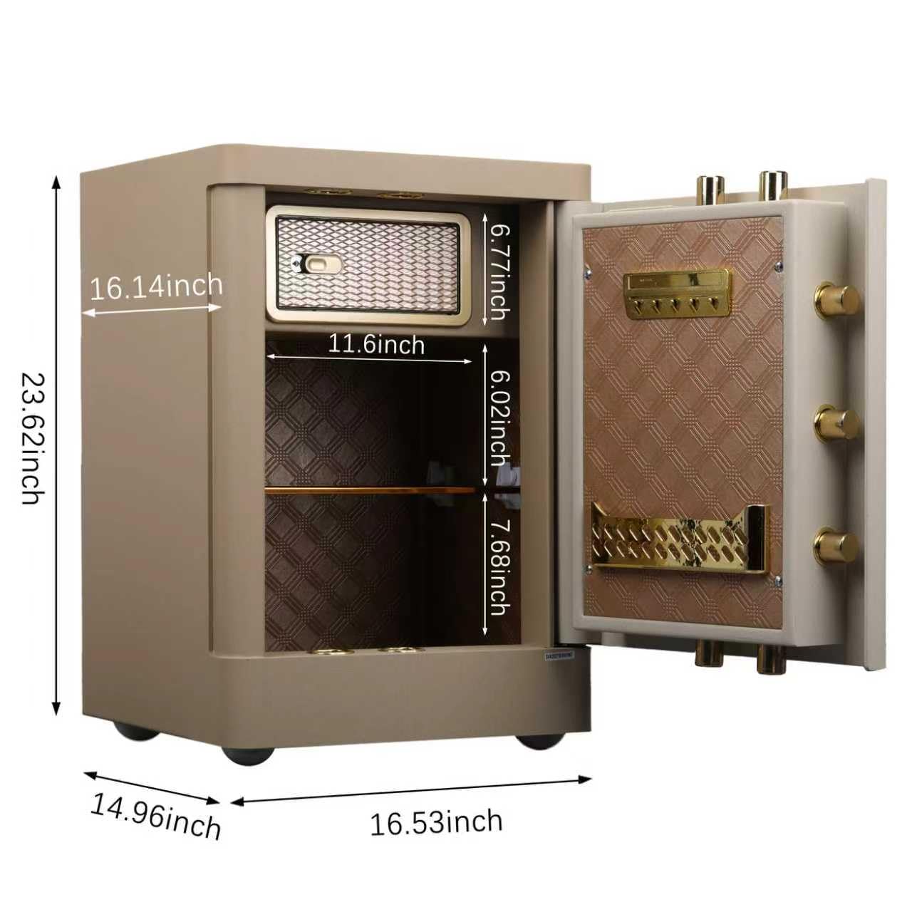 Biometric Home Safe Box, Heavy Duty Security Safe with Fingerprint & Keypad Lock, Anti-Theft Steel Safe with Dual Alarm, Removable Shelf, LED Light, Fireproof Waterproof Bag
