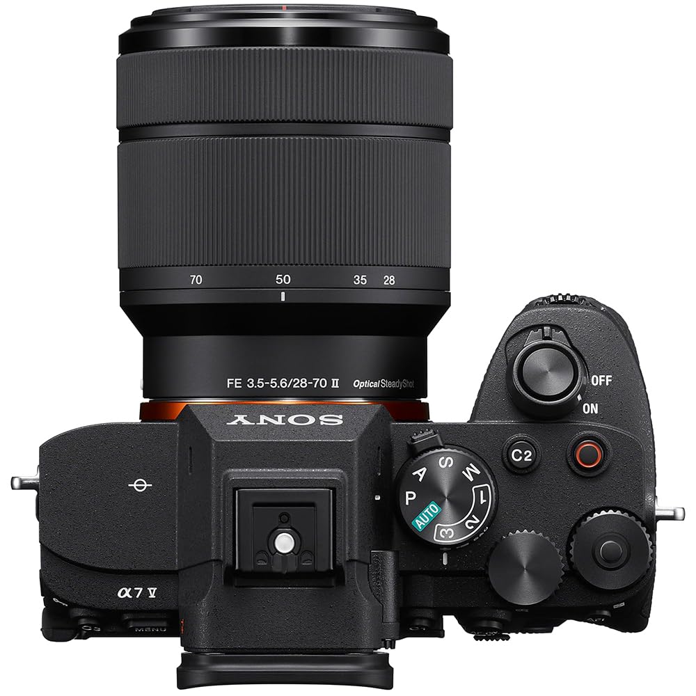 Sony ILCE-7M5M/B a7 V Full-Frame Mirrorless Camera with 28-70mm II Lens Bundle with FE 50mm F1.8 Lens, Flash Speedlight, 72" Monopod, 64GB Card, Corel Photo Video Suite, Deco Photo Camera Bag + More