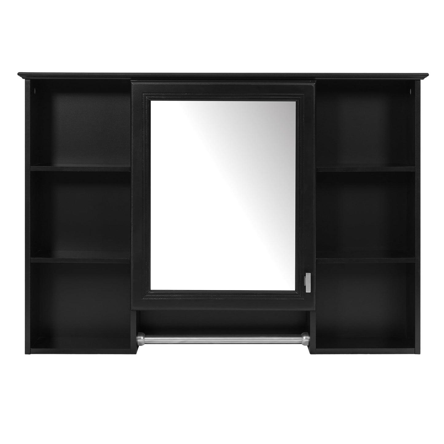 Merax 3-in-1 Bathroom Mirror Cabinet, 42 inch Wall Mounted Medicine Cabinet with Adjustable Shelf & Soft Close Door, High-Define Mirror with Storage for Bathroom Vanity,Black
